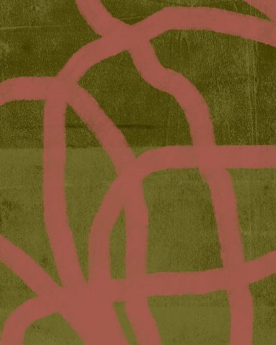 Moderne abstracte kunst in warm roze op donkergroen