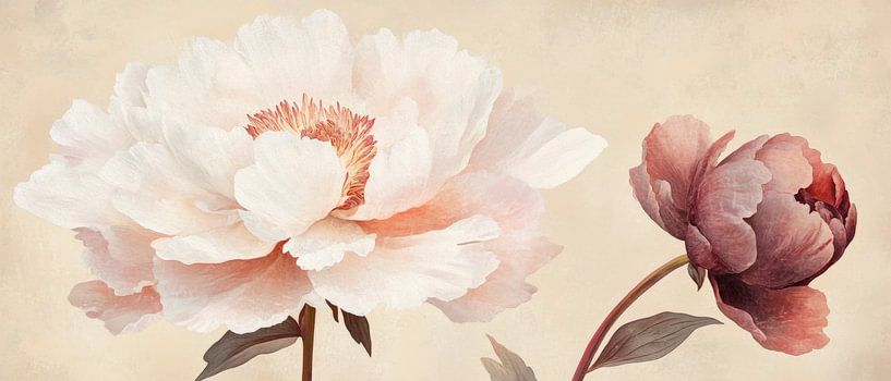 Delicate peonies in soft colours by Poster Art Shop