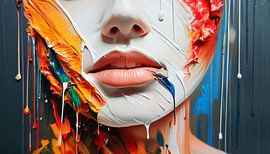 Vrouw met kleuren in kunst