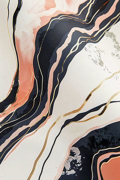 Lignes abstraites dynamiques avec de l'or et du noir