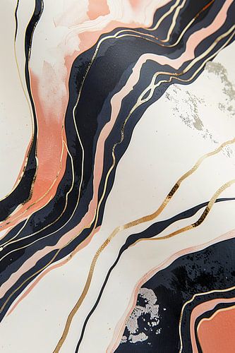 Dynamische abstracte lijnen met goud en zwart