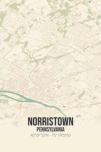 Carte ancienne de Norristown (Pennsylvanie), USA. sur Rezona