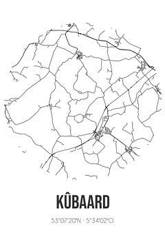 Kûbaard (Fryslan) | Karte | Schwarz und weiß von Rezona