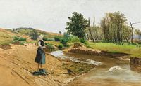 Theodor von Hörmann, Mädchen am Fluss, um 1884 von Atelier Liesjes Miniaturansicht