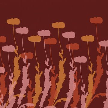 Mohnblumen in Rosa, Orange und Ocker. Herbstliche Botanik von Dina Dankers