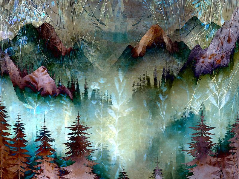 Mystical fantasy winter mountains by Mad Dog Art