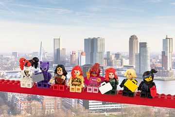 Lunch atop a skyscraper Lego edition - Super Heroes - Women - Rotterdam von Marco van den Arend