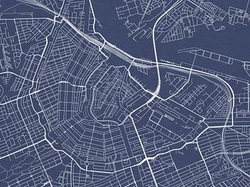 Carte de Amsterdam Centrum en bleu royal sur Map Art Studio