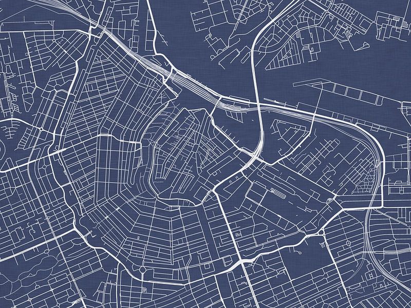 Map of Amsterdam Centrum in Royal Blue by De Kaartenwinkel