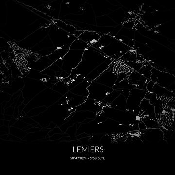 Zwart-witte landkaart van Lemiers, Limburg. van Rezona