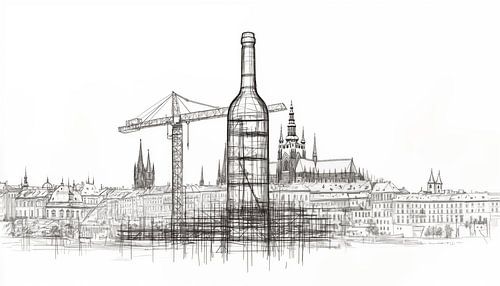 Wijnfles constructie panorama