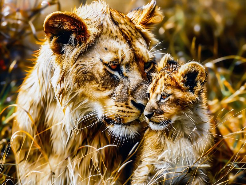 Lion | Lioness with baby by Max Steinwald