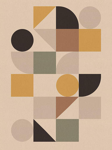 Bauhaus Shapes in Japandi Colours – Abstract Artwork in Natural Shades
