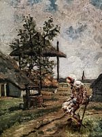 Waiting for departure (painting of astronaut at farm)