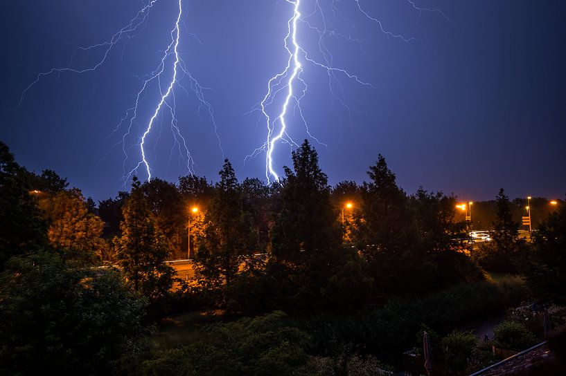 Lightning over Lelystad by Peter de Jong