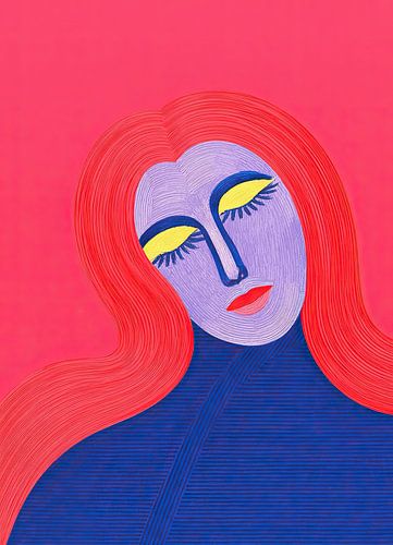 Grafisch portret: rood haar en gele ogen