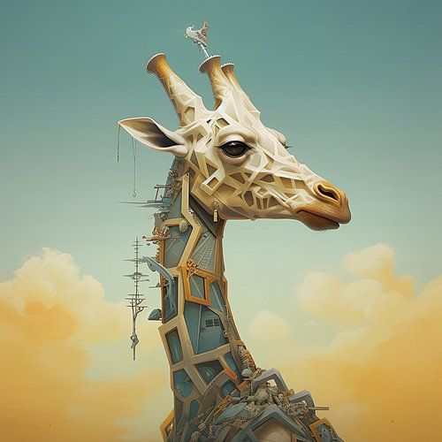 Girafe avec échafaudage