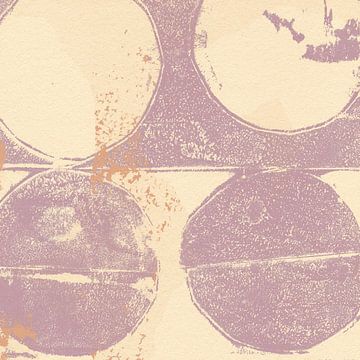 Japandi. Abstracte vormen in lila en wit van Dina Dankers