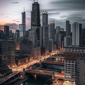 Skyline von Chicago von fernlichtsicht