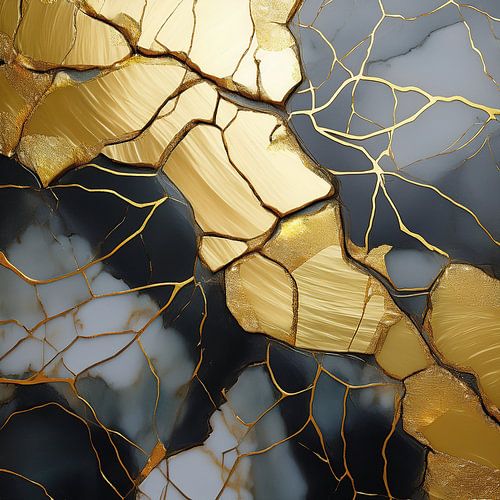 Œuvre abstraite dans le style kintsugi