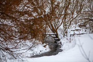 Verschneite Winterlandschaft mit Bachlauf