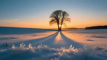 Uitgestrekt onder een vlakke zonsondergang