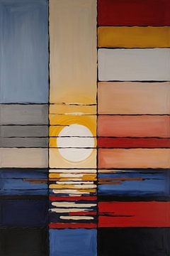 Sunset with abstract figures by De Muurdecoratie