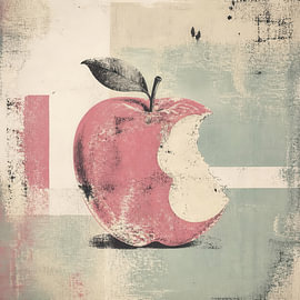 The apple with a bite taken out of it