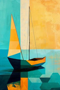 Abstracte Geometrische Zeilboot van Poster Art Shop