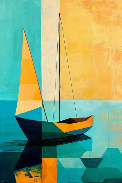 Abstract Geometric Sailboat by Poster Art Shop