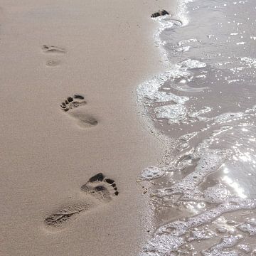 Des traces de pas dans le sable sur Sandra Bechtold