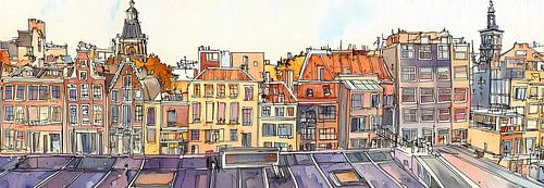 Panorama d'aquarelle tiré d'un album de croquis