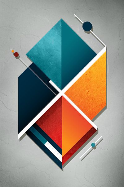 Gekleurde diamanten op een grijs gestructureerd oppervlak van Mixed media vector arts