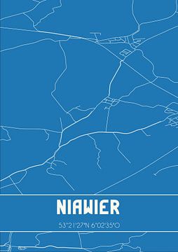 Blaupause | Karte | Niawier (Fryslan) von Rezona