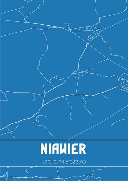 Blaupause | Karte | Niawier (Fryslan) von Ortsdrucke