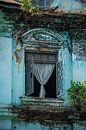 Ein schönes Fenster eines baufälligen Kolonistengebäudes in Myanmar von Francisca Snel Miniaturansicht