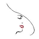 Stijlvol in wit (lijntekening portret vrouw hoed minimalisme abstract line art mond rode lippenstift van Natalie Bruns thumbnail