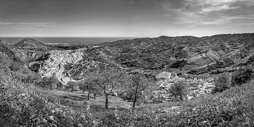 Andalusisch landschap in zwart-wit