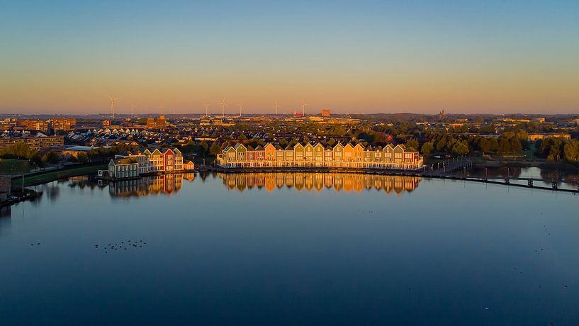 Dawn at the Rietplas 2 - The Colourful Houses of De Goede Reede by Dennis Lieffering