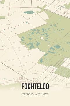 Vintage landkaart van Fochteloo (Fryslan) van Rezona