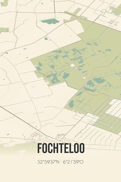 Carte ancienne de Fochteloo (Fryslan) par Affiches de lieux