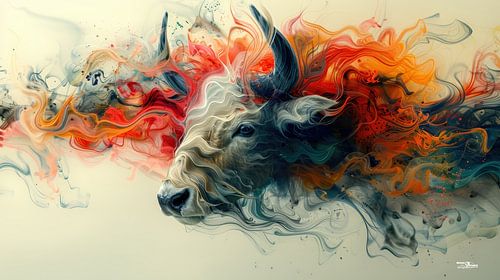 encre à alcool - taureau/vache