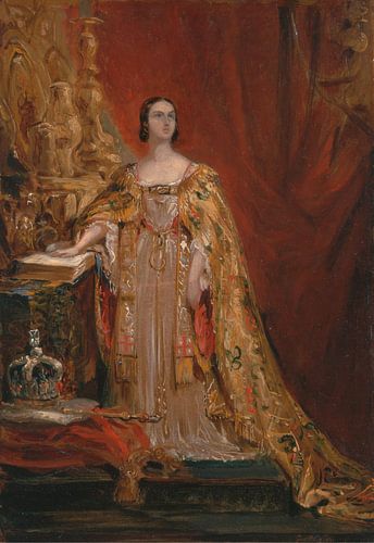 Koningin Victoria die de eed van de kroning aflegt, 28 juni 1838, George Hayter...