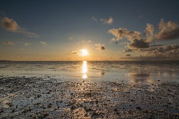 Schöner Sonnenuntergang über dem Wattenmeer