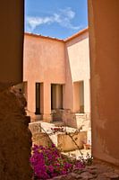 Historic Greek vista in Kos with blue sky