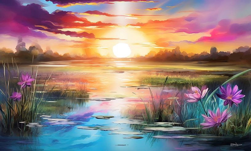 landschapje met zachte kleuren van Gelissen Artworks
