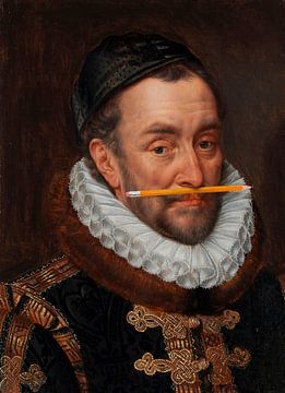 Portret van Willem I, prins van Oranje door Adriaen Thomas met potlood van Maarten Knops
