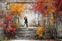 Street Art Koppel - Herfstkleuren Dromerig Schilderij