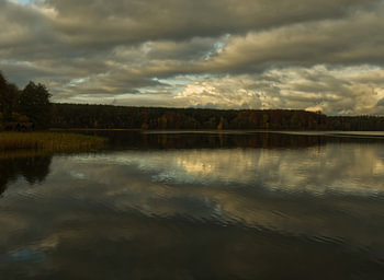 Dabelower lake at sunset in autumn in Mecklenburg