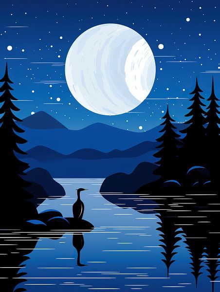 Moon Night by Abstract Painting